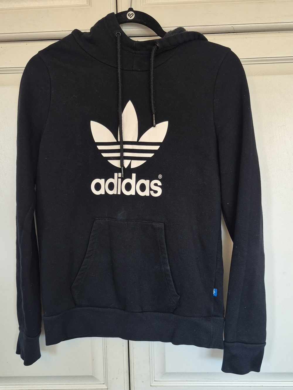 adidas Black Hoodie with White Trefoil Logo